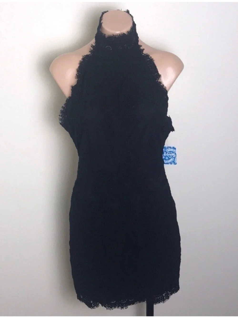 Free People Black Lace Backless Halter Mini Dress - Picture 3 of 3